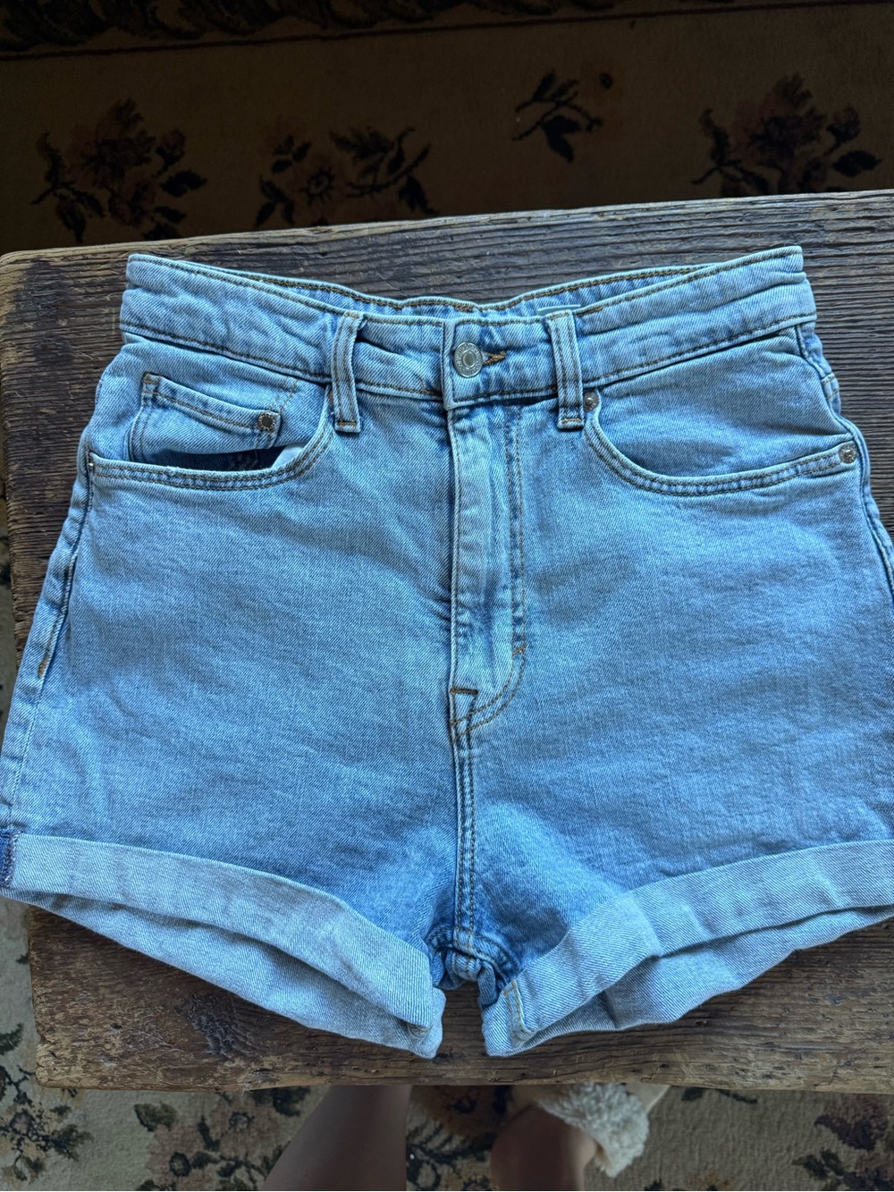 H&M Light Blue High-Rise Denim Shorts